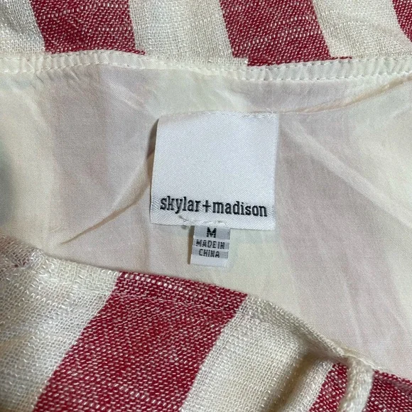 #0152 Skylar+Madison Red &White Linen Cotten Blend Spaghetti Strap Top-M - Picture 6 of 7